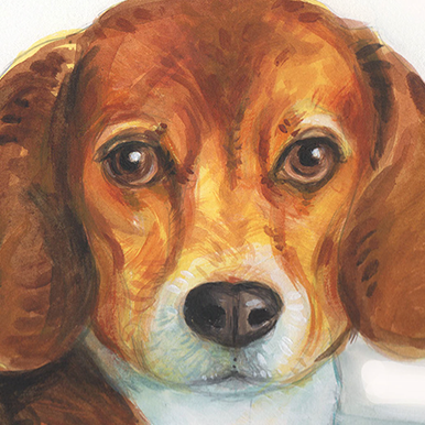 Pet Portrait, whimsy, family portraits with pets, custom pet portraits etsy, whimsical pet portraits, hand painted pet portraits, Beagle